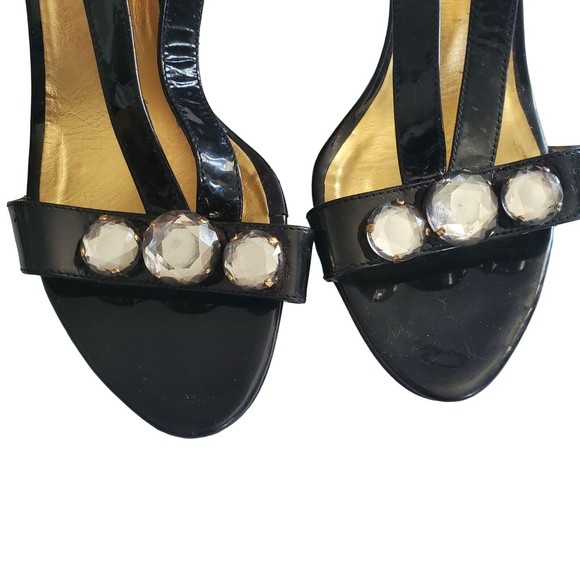 Amalfi Glossy Black Heels with Sparkling Gems - Picture 7 of 16